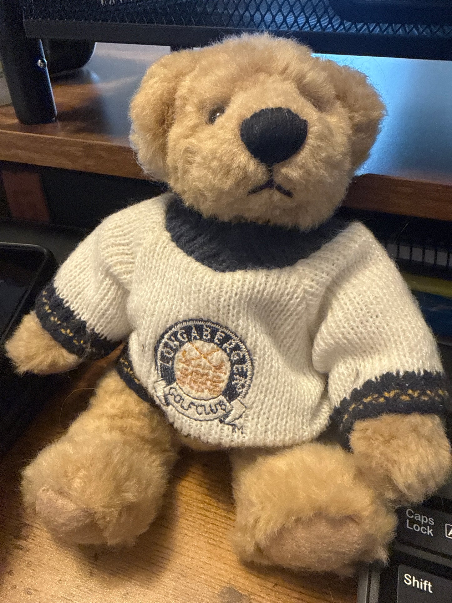 Cottage collectibles bear with Longaberger golf club sweater