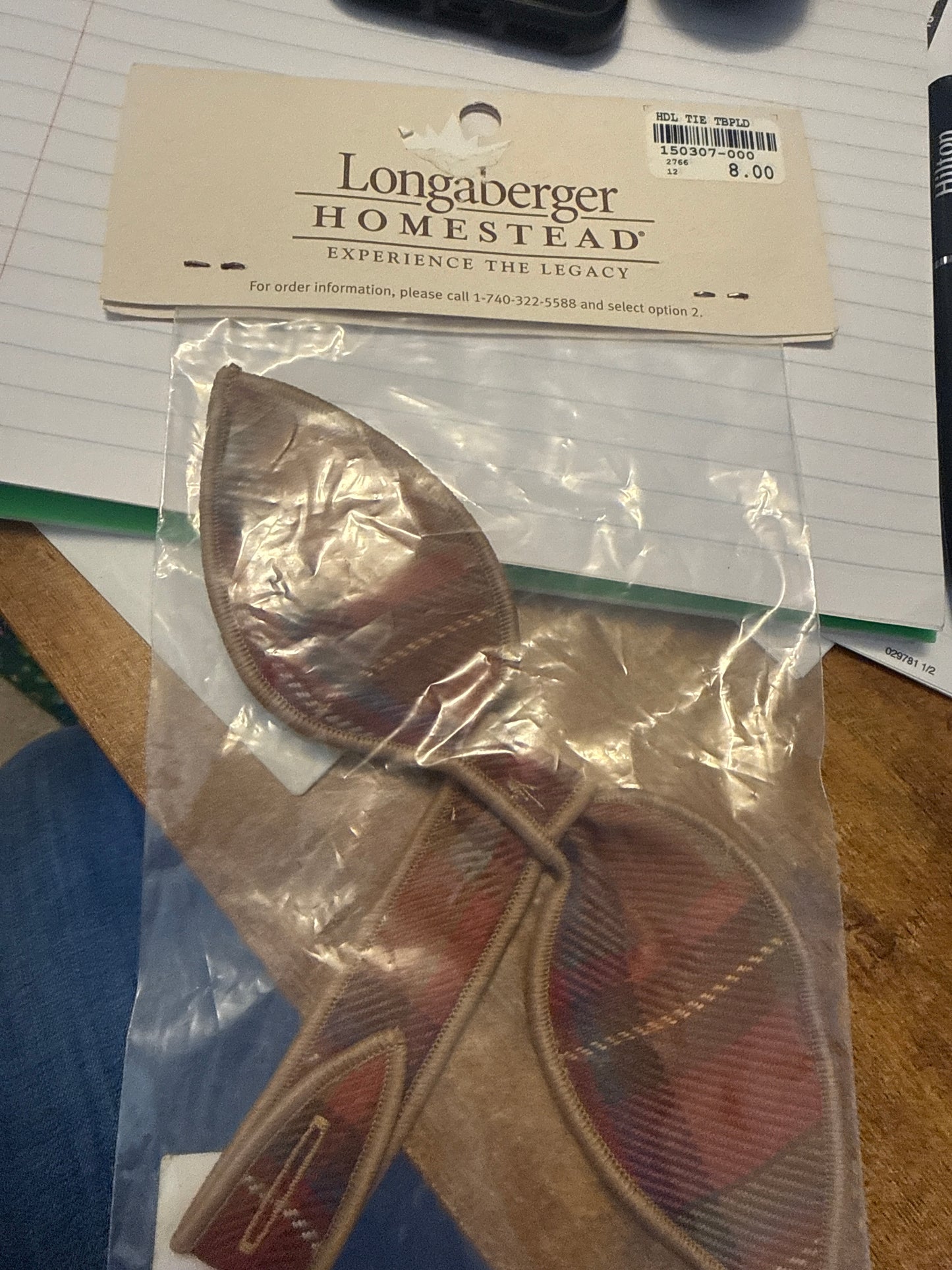 Longaberger homestead handle tie in toboso plaid