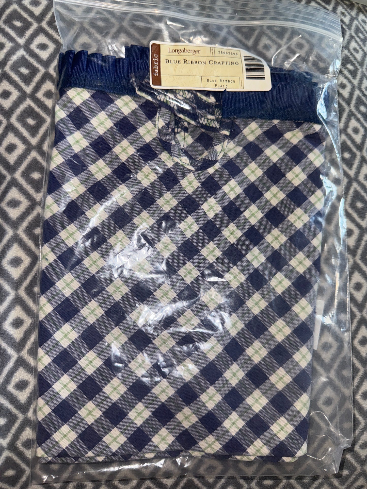 Longaberger Blue Ribbon Crafting Liner in Blue Ribbon Plaid
