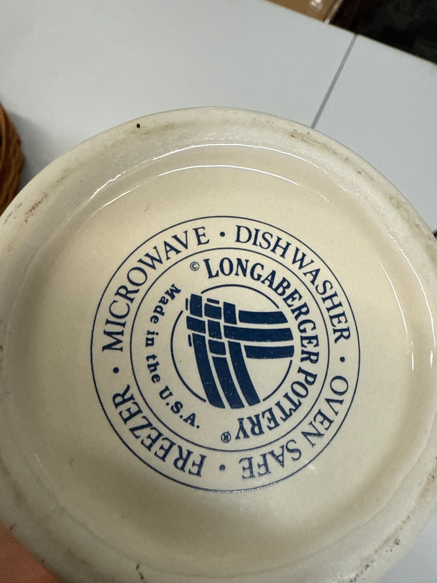 Longaberger sugar bowl in classic blue