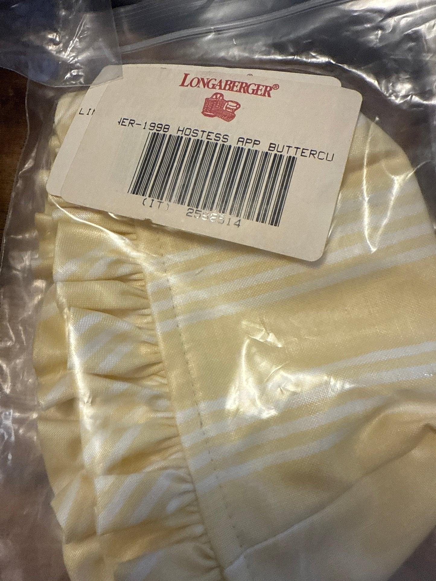 Longaberger 1988 hostess appreciation liner in buttercup yellow stripe