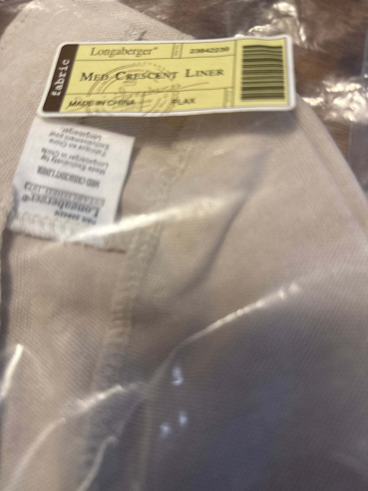 Longaberger medium crescent liner in flax