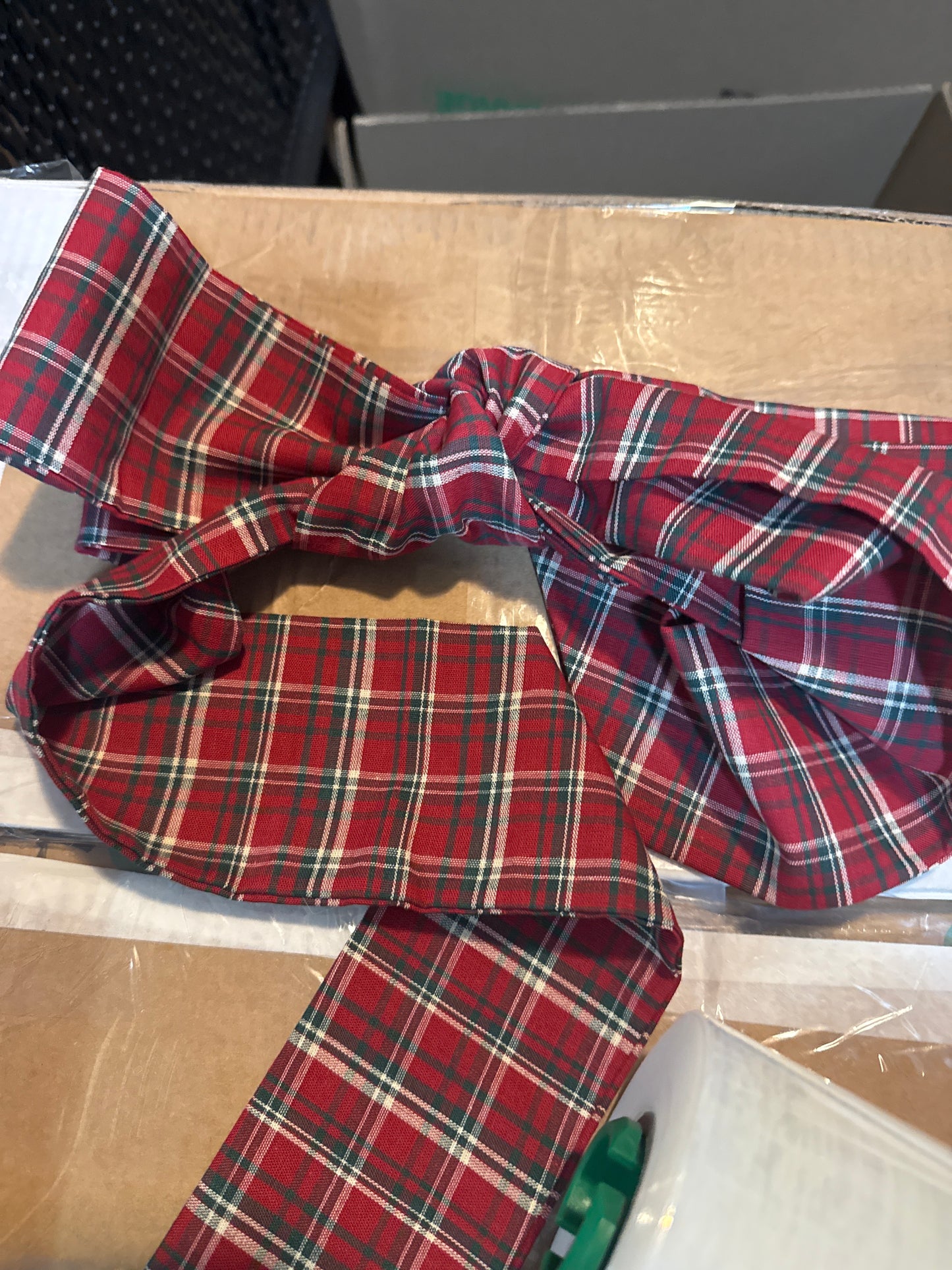 Longaberger bow in holiday plaid