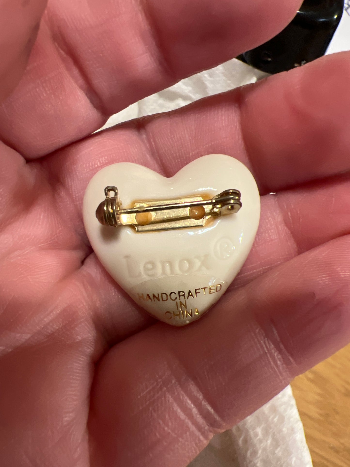 Lenox heart pin with pink stone