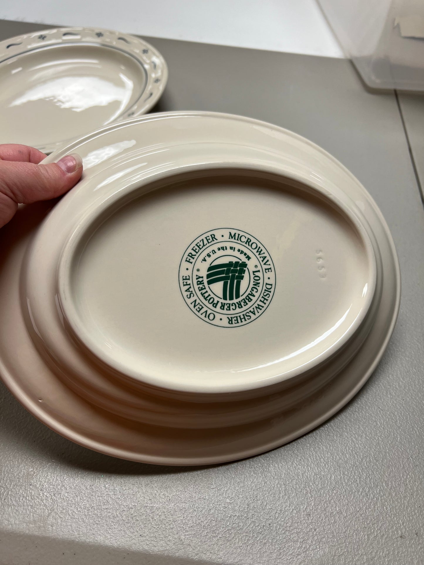 Longaberger Oval Serving Dish in Heritage Green
