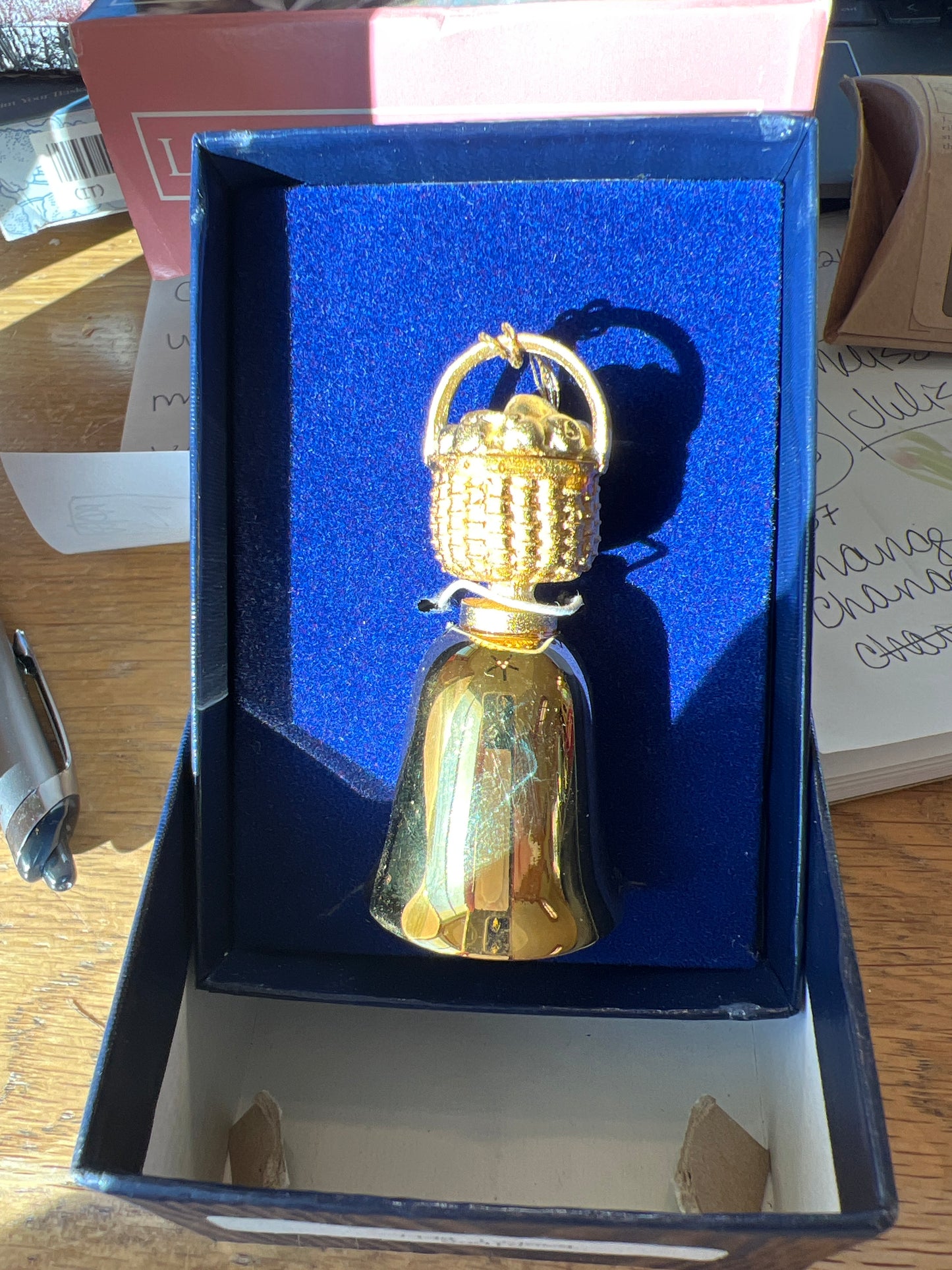 Longaberger basket bell 24k gold finish
