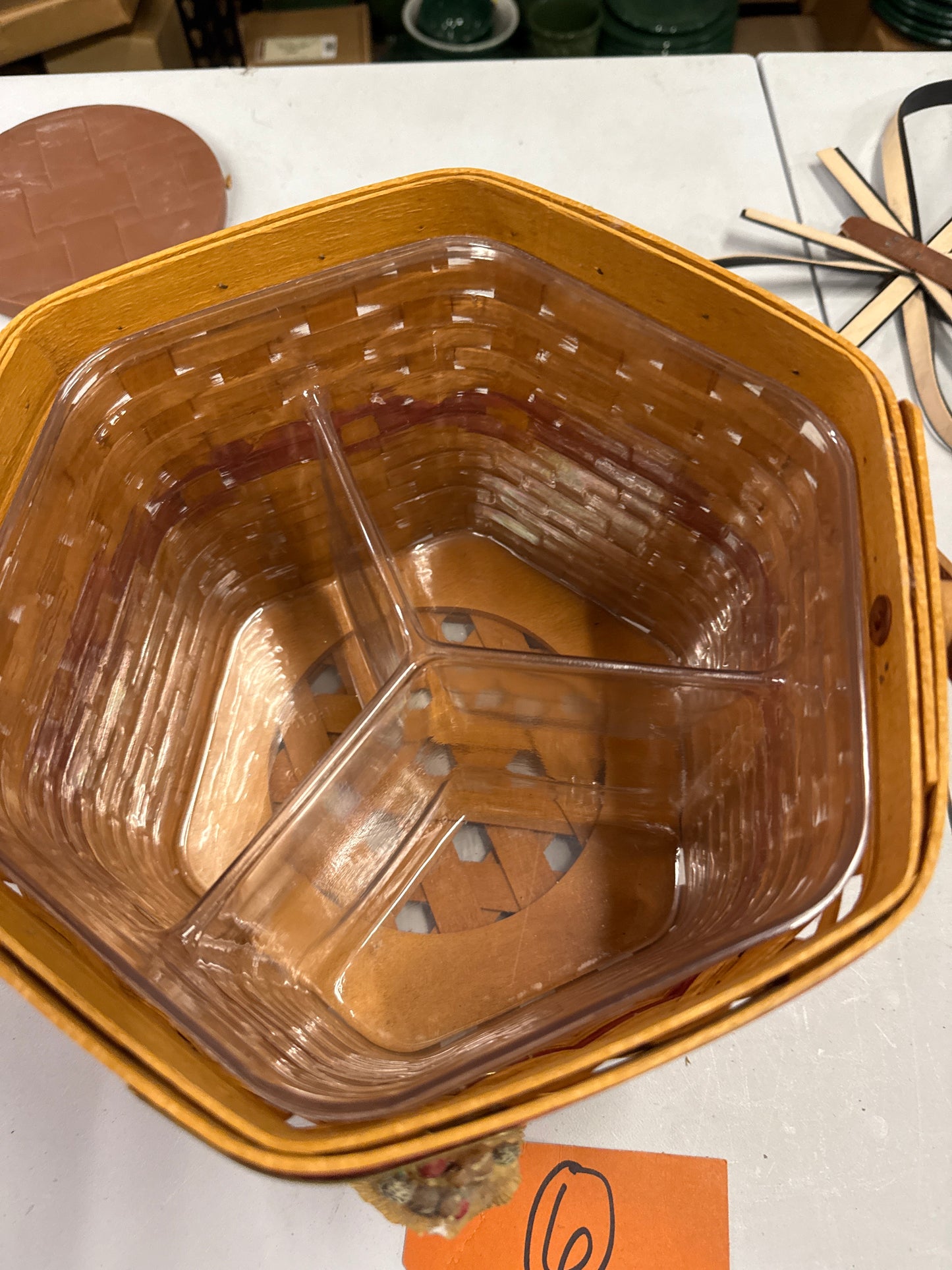 Longaberger 1997 snowflake basket with protector and tie on