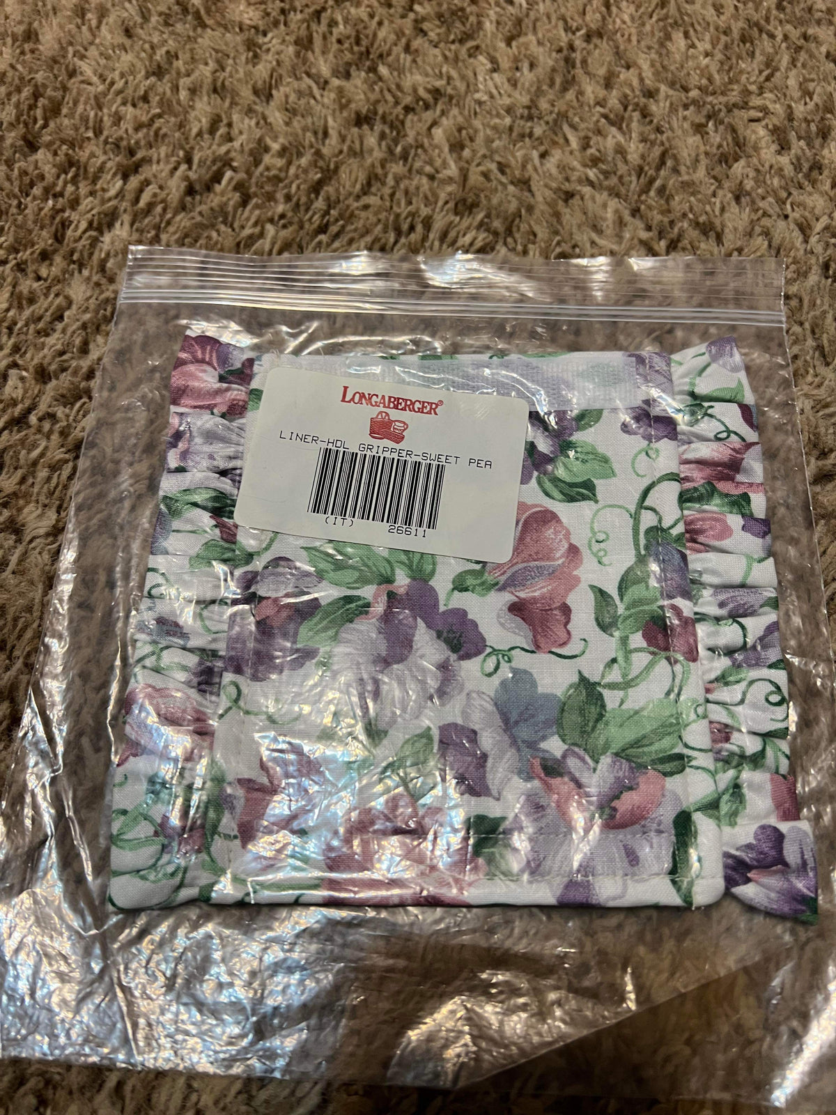 Longaberger Handle Gripper in Sweet Pea (may not be in original bag)