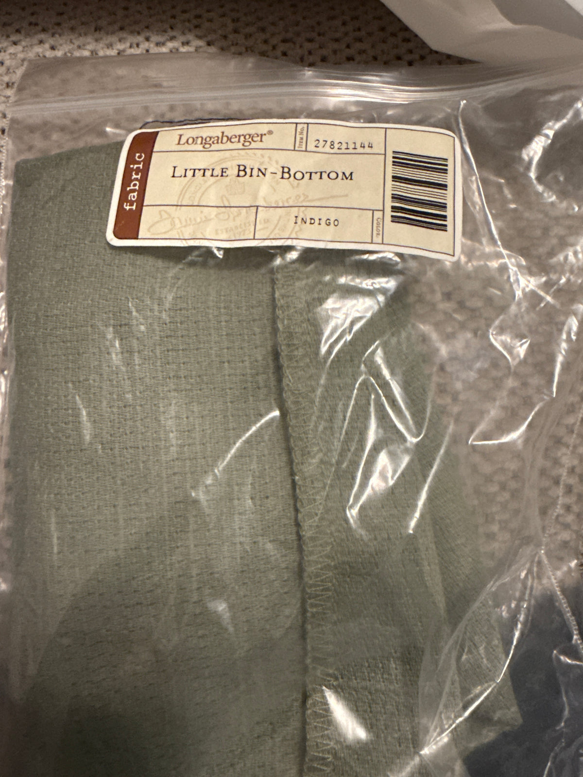 Longaberger little bin bottom liner in sage