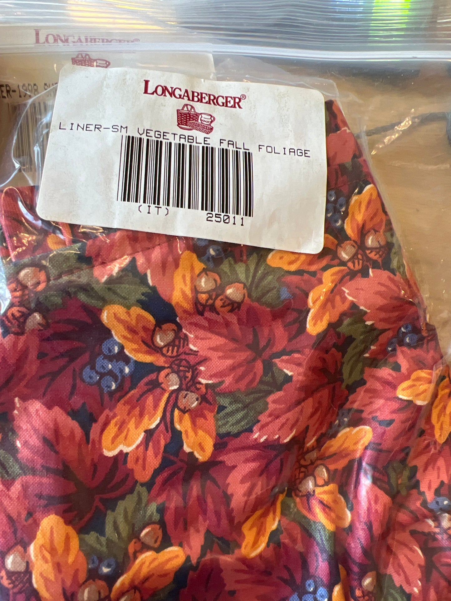 Longaberger Small Vegetable Liner in fall foliage