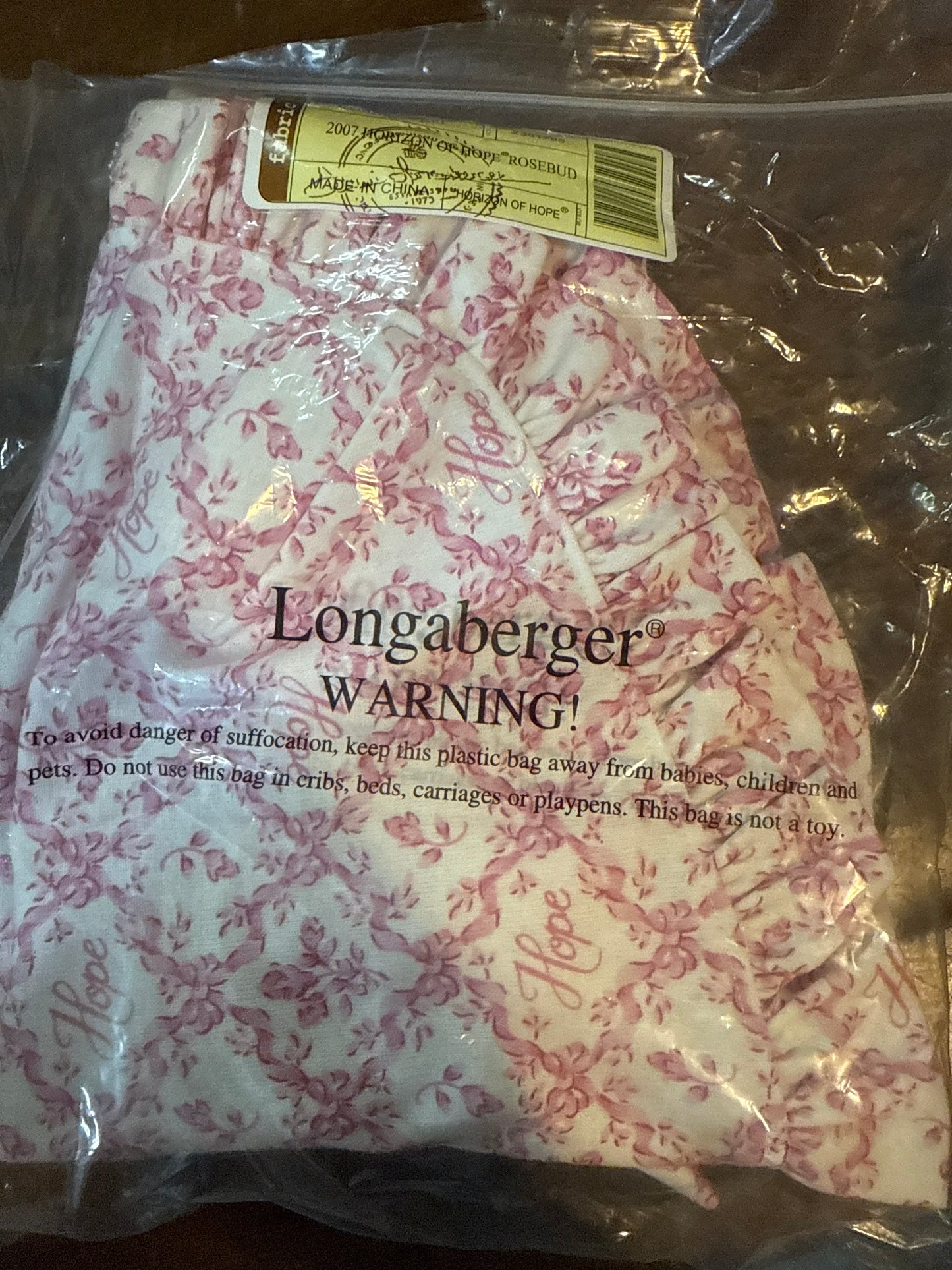 Longaberger 2007 horizon of hope rosebud liner in horizon of hope