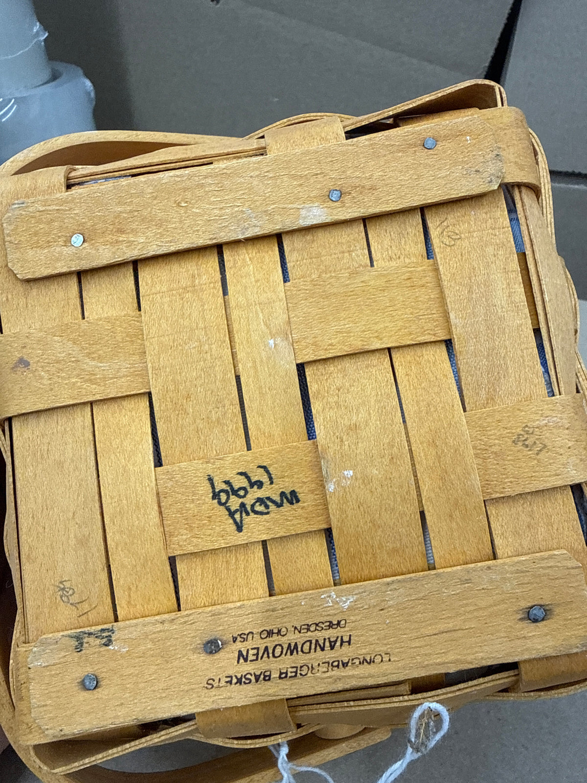 Longaberger small berry basket with liner and protector - protector needs cleaned