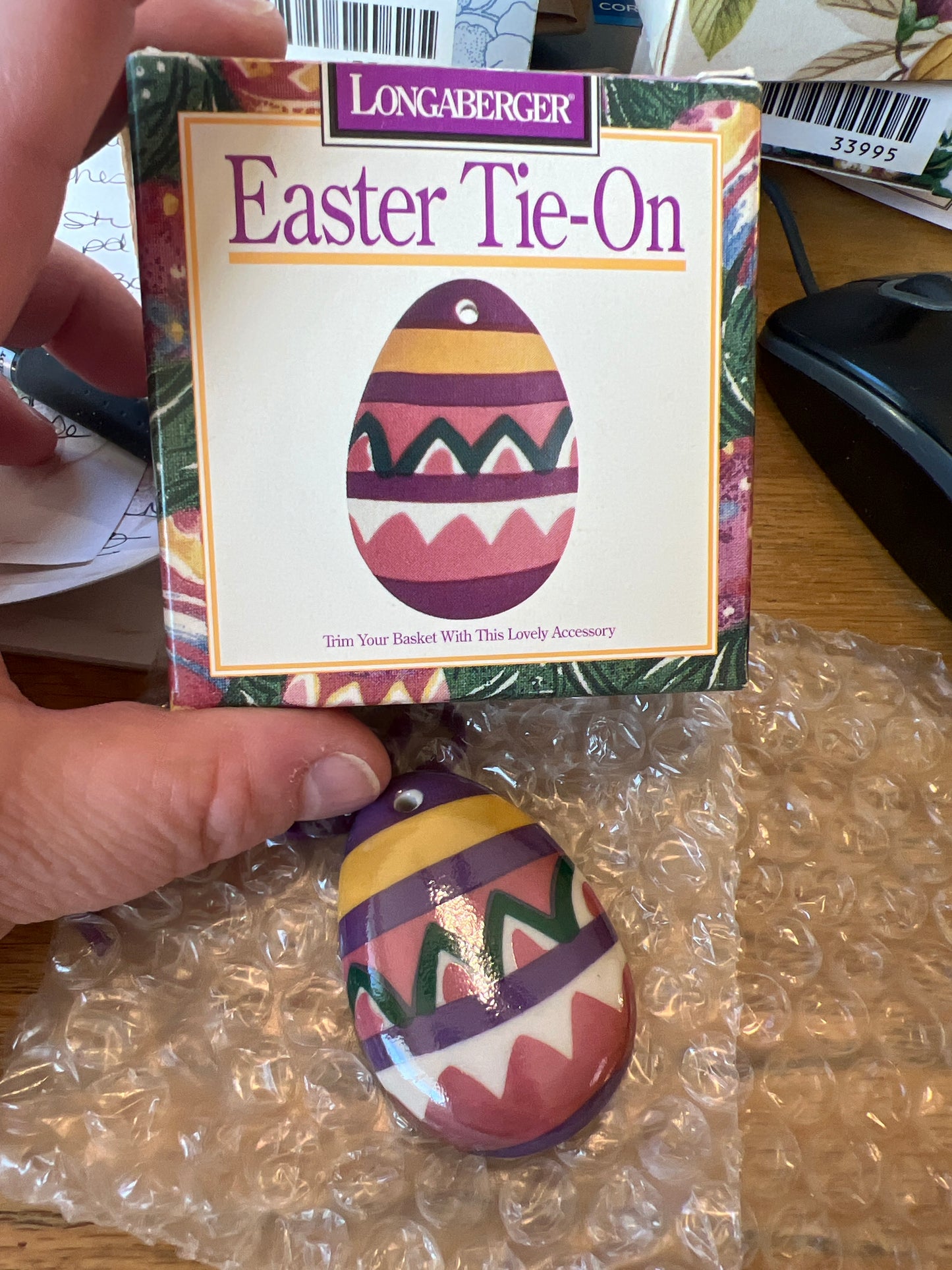 Longaberger Easter egg tie on (may not be in box)