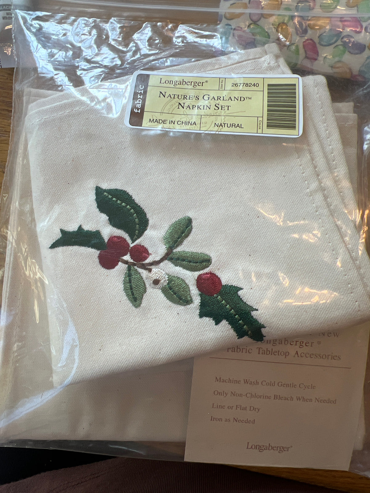 Longaberger natures garland napkin set