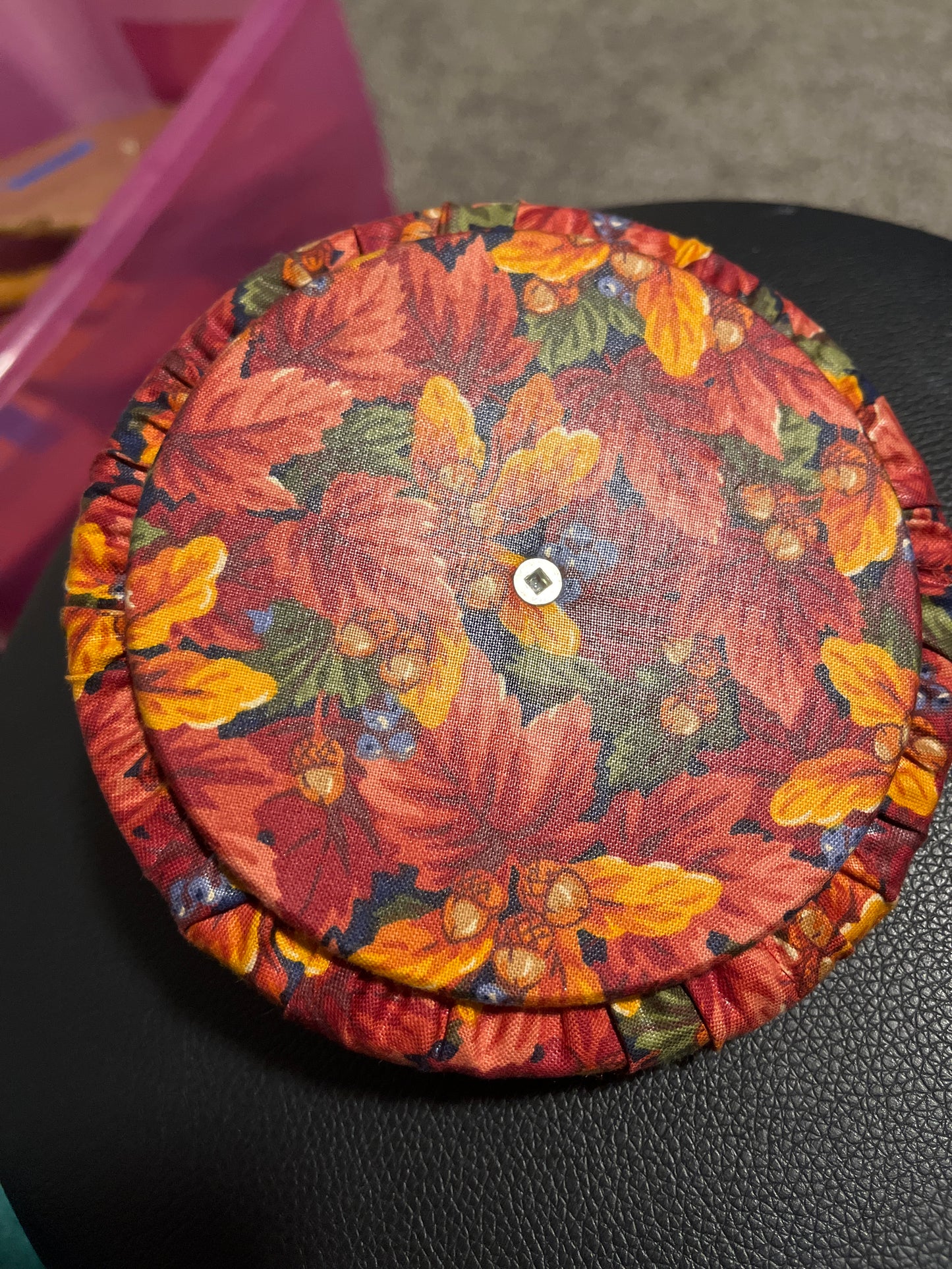 Longaberger fall foliage pumpkin basket round lid — 5.75”