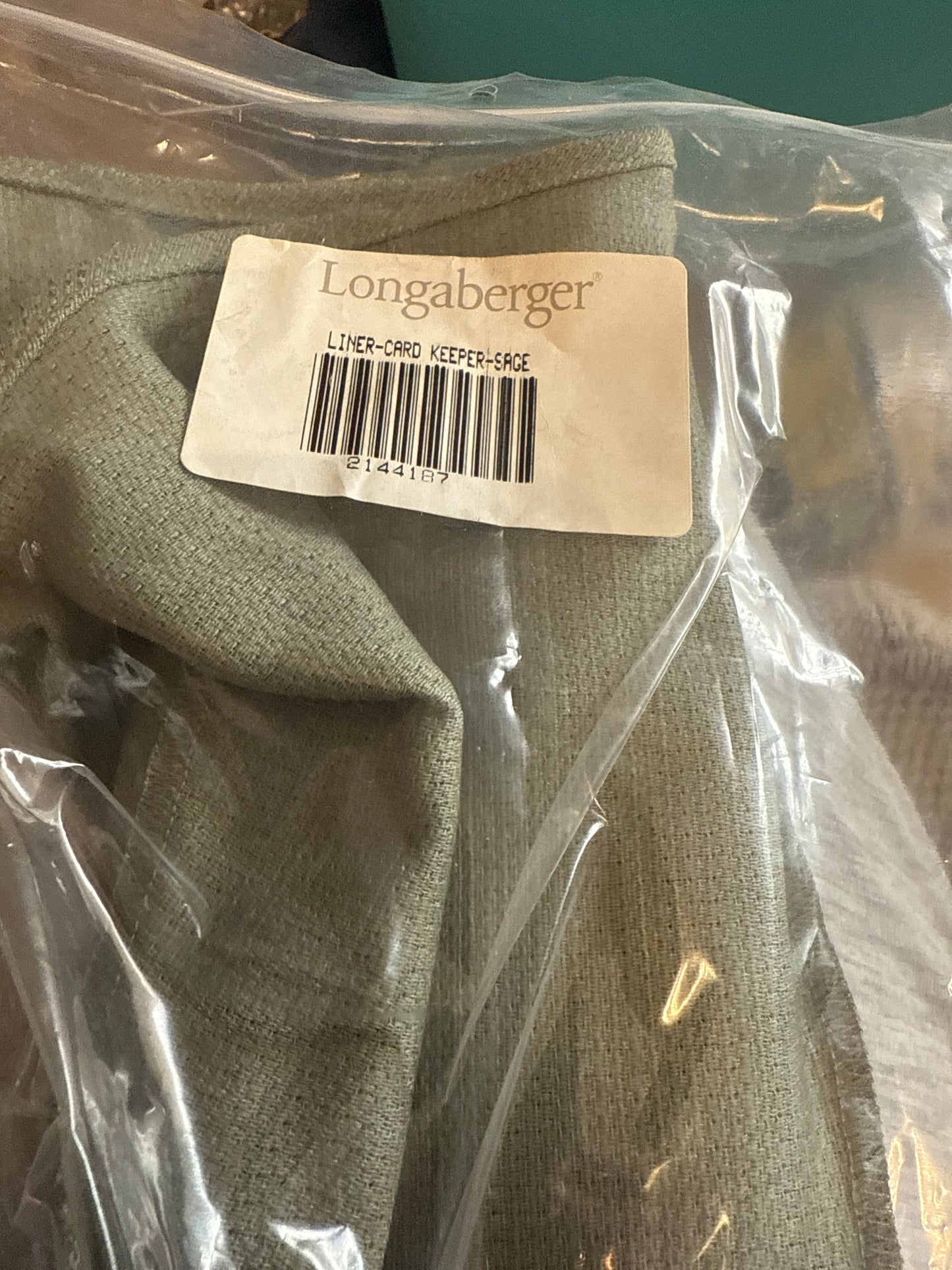 Longaberger card keeper liner in sage