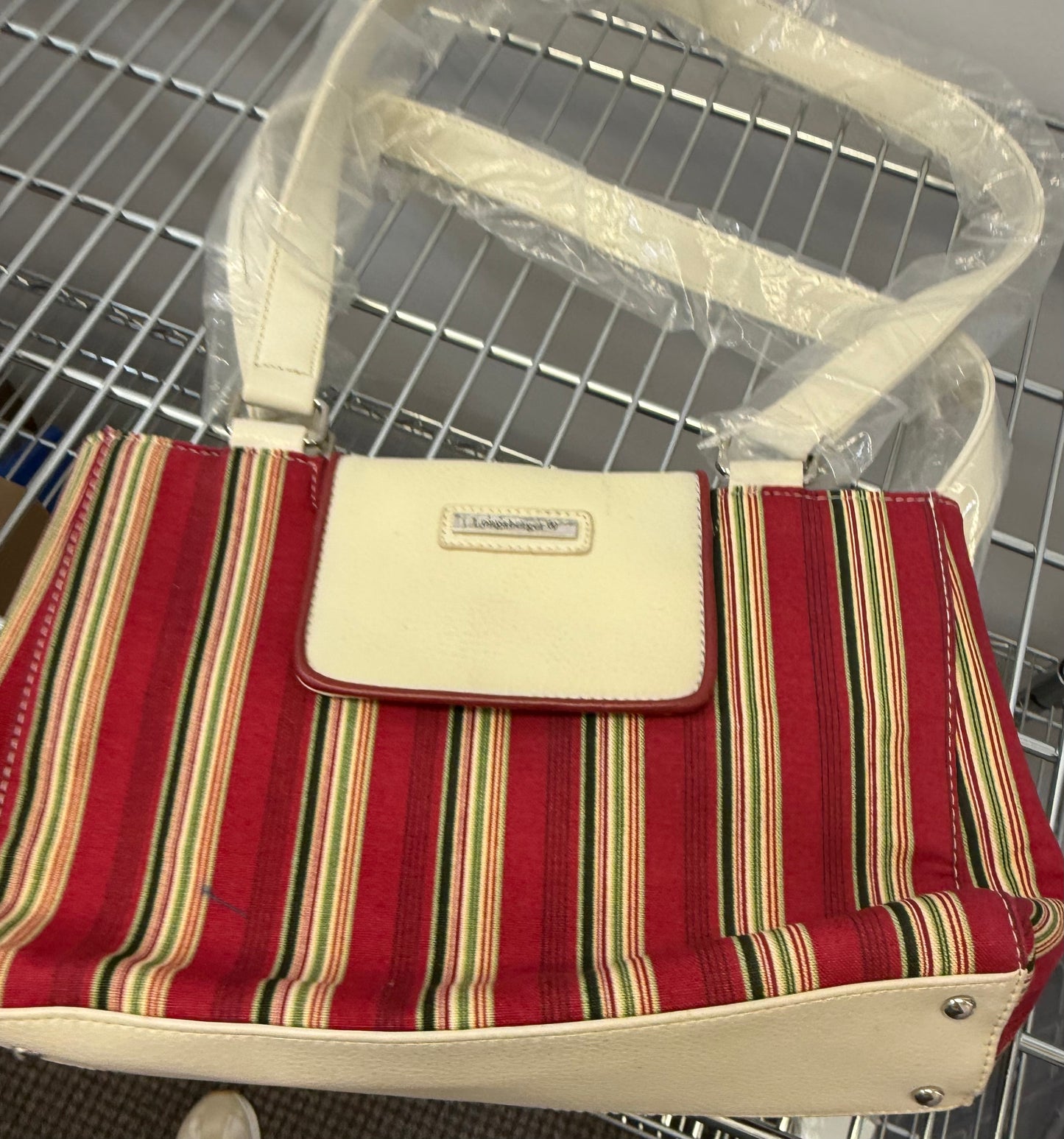 Longaberger holiday stripe small purse