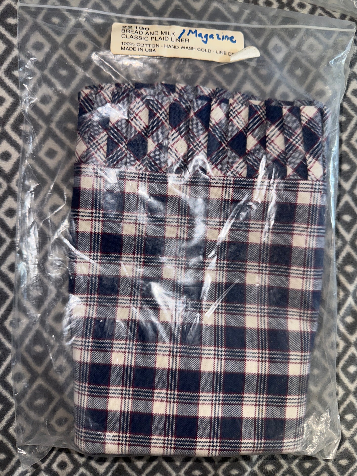 Longaberger Magazine Liner in JW Classic Plaid