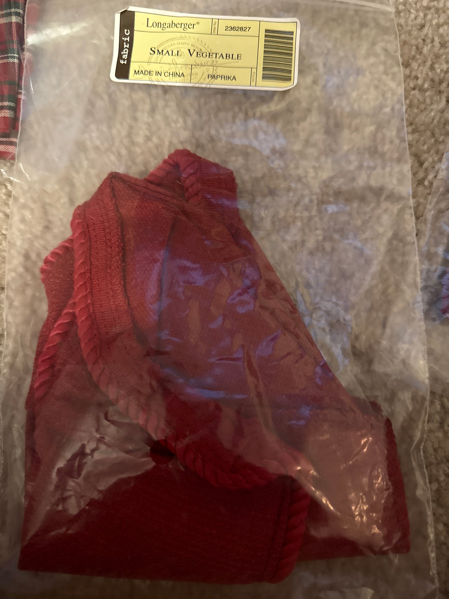 Longaberger small vegetable liner in paprika