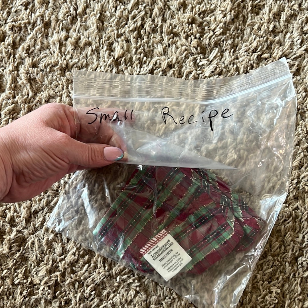 Longaberger Small Recipe Liner in Holiday Plaid