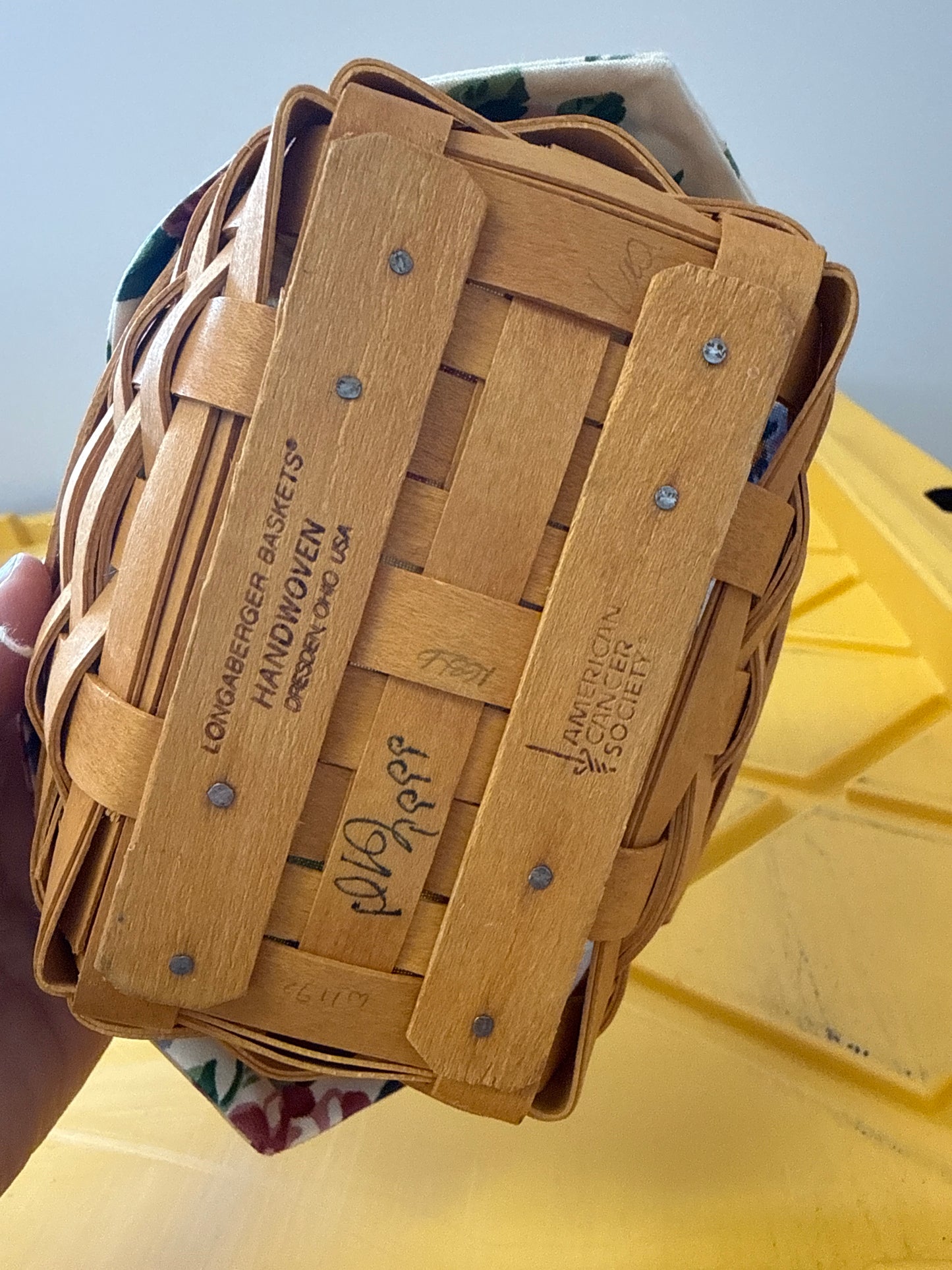 Longaberger 1999 horizon of hope basket with liner and protector