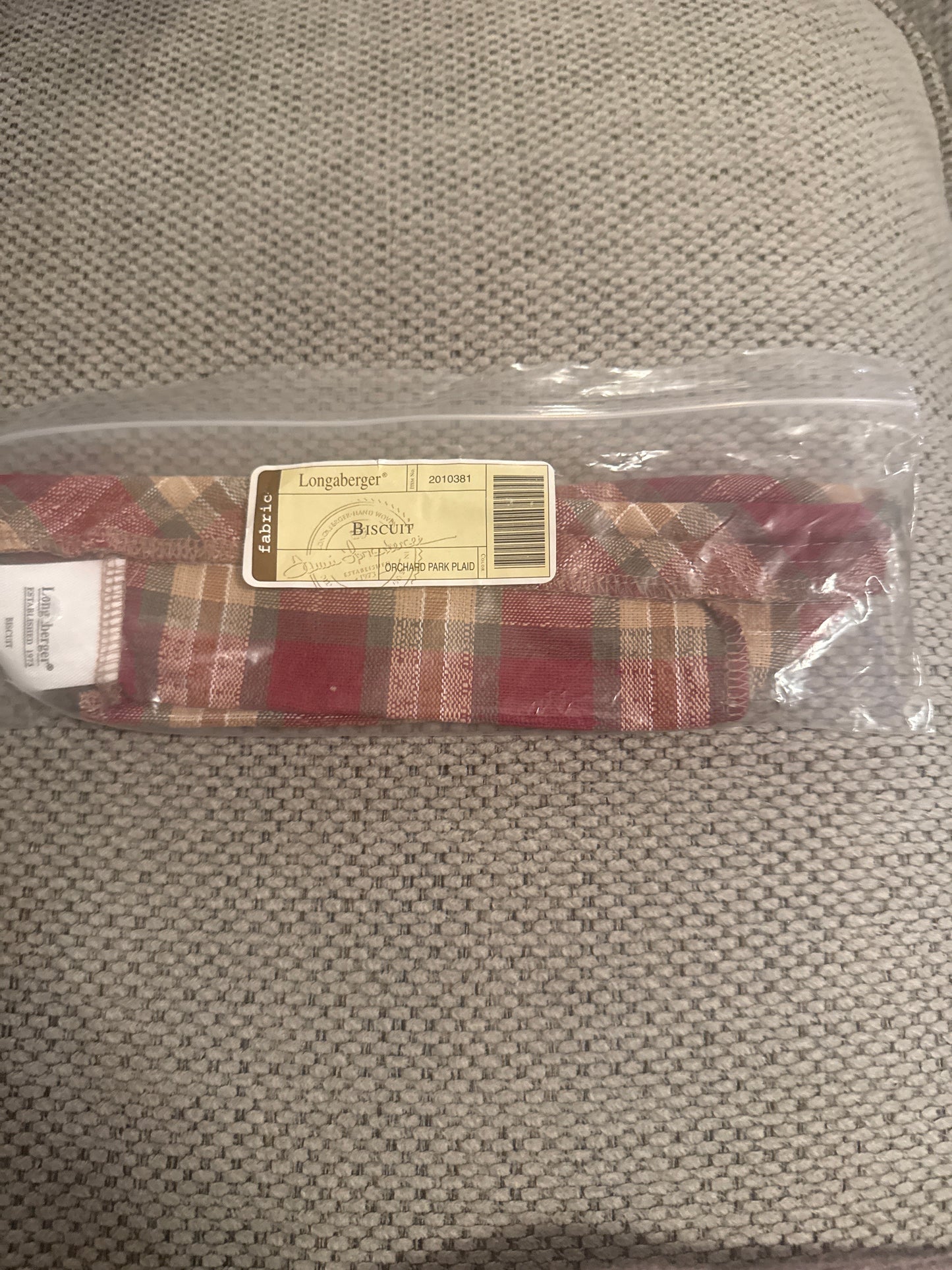 Longaberger biscuit liner in orchard park plaid