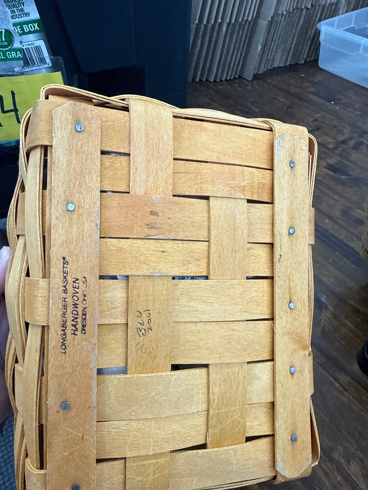 Longaberger daddy’s caddy with protector (basket and protector had some staining)