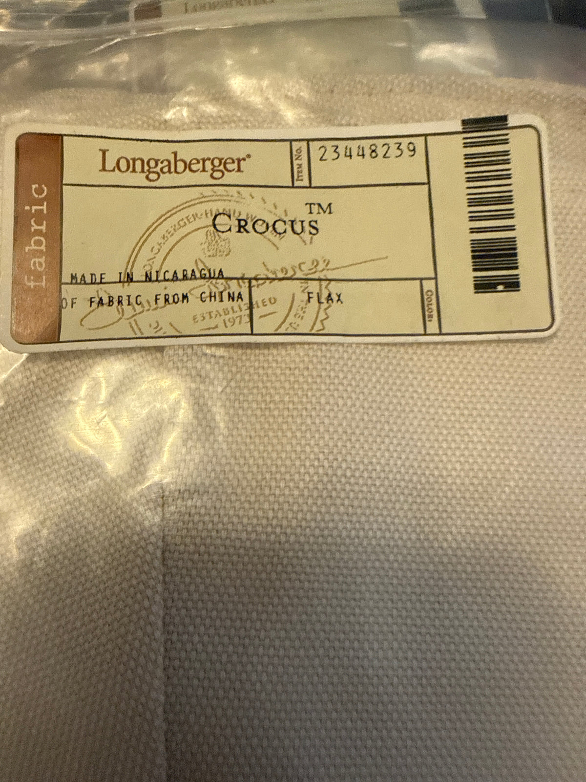Longaberger crocus liner in flax