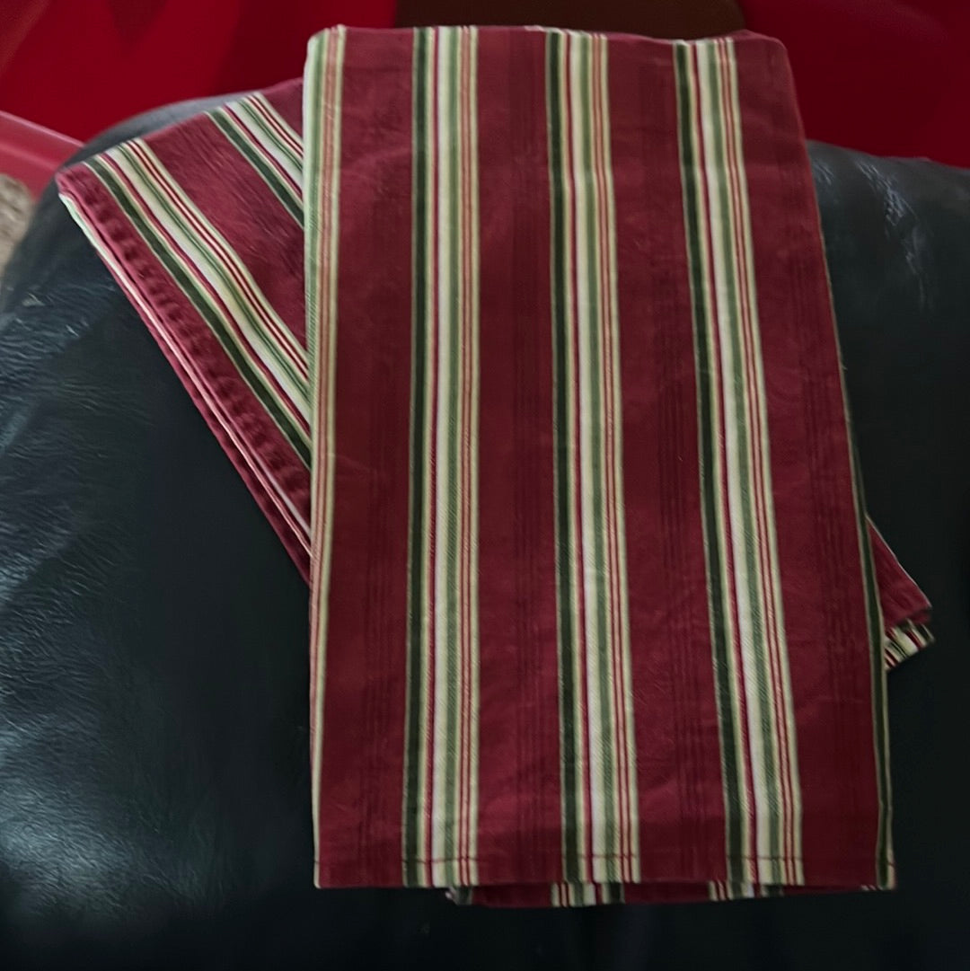 Longaberger set of napkins in holiday stripe