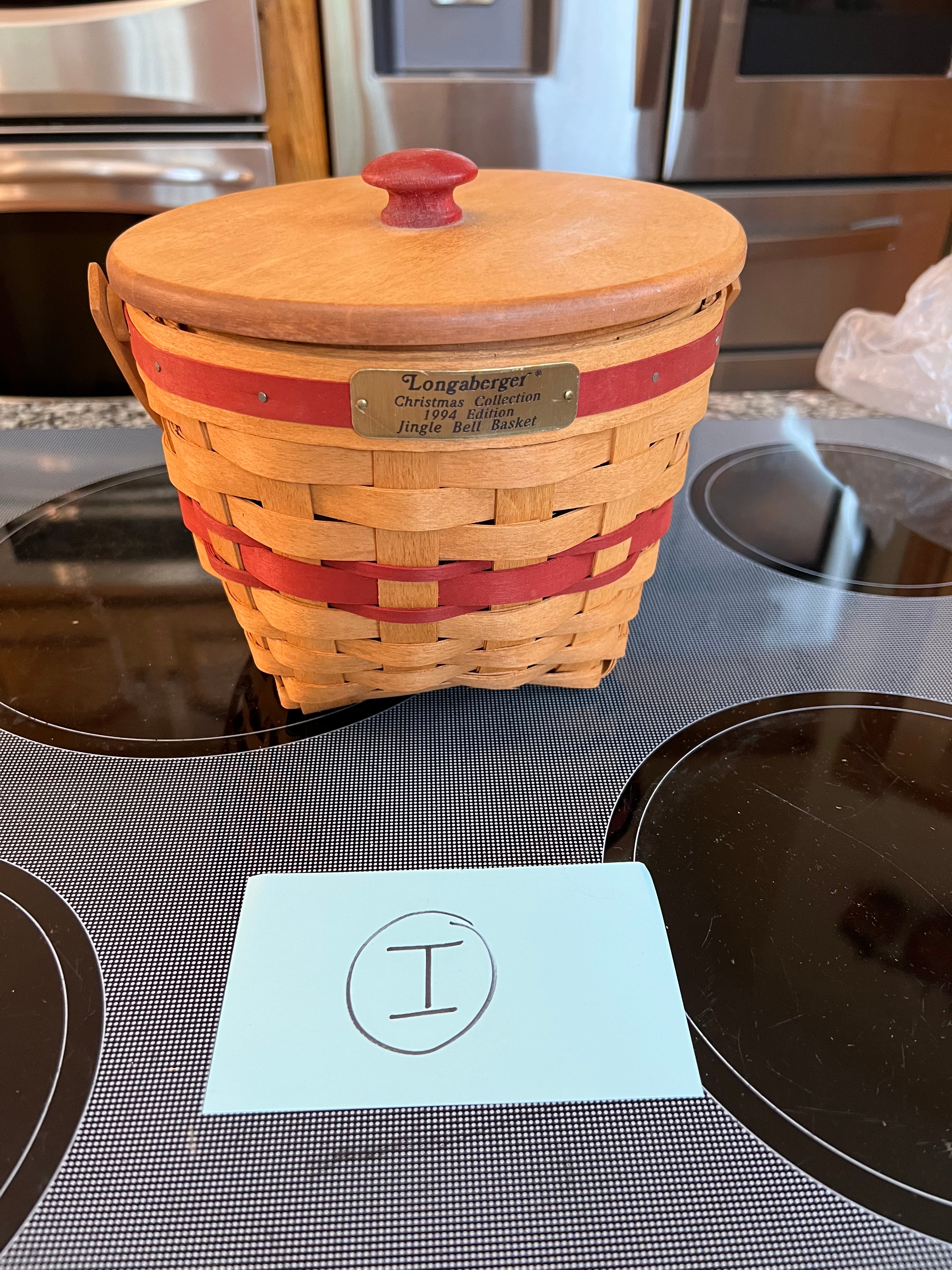 Longaberger jingle bell basket with lid Bonkers 4 Baskets