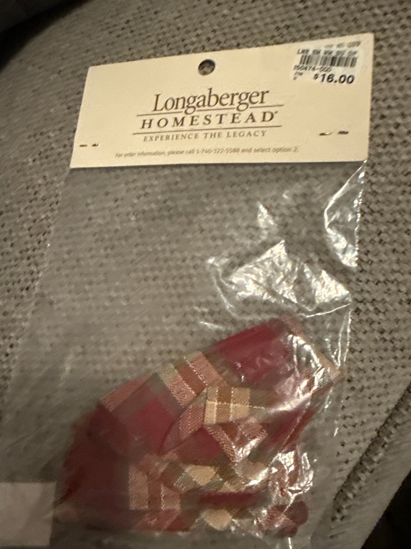 Longaberger 2007 small woven memories liner in orchard park plaid