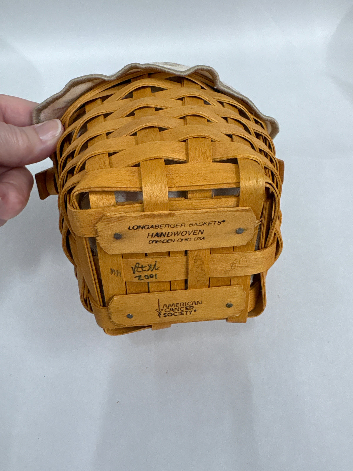 Longaberger 2001 Horizon of Hope Basket with Liner and Protector