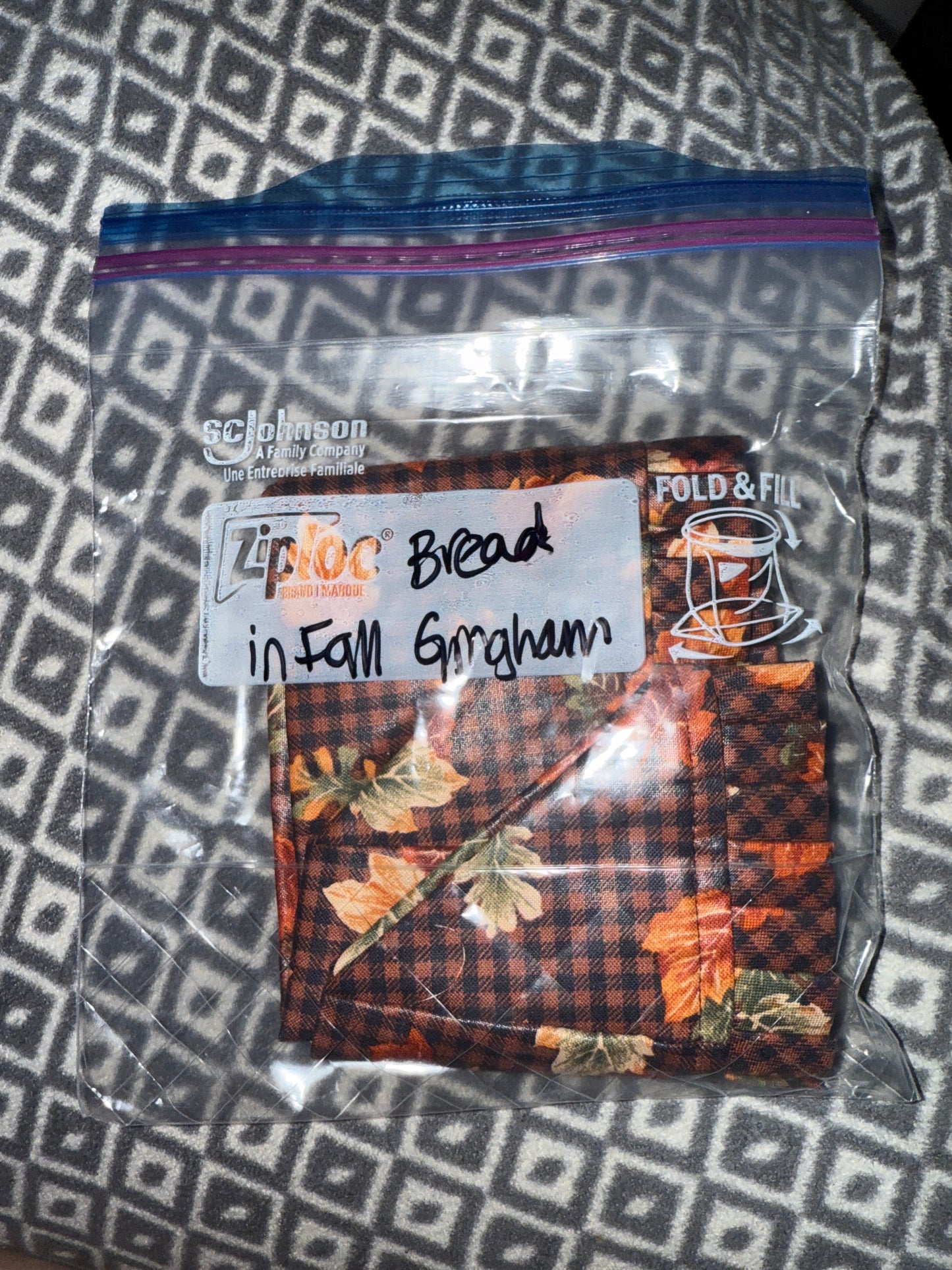 Longaberger Bread or Bakery Liner in Fall Gingham