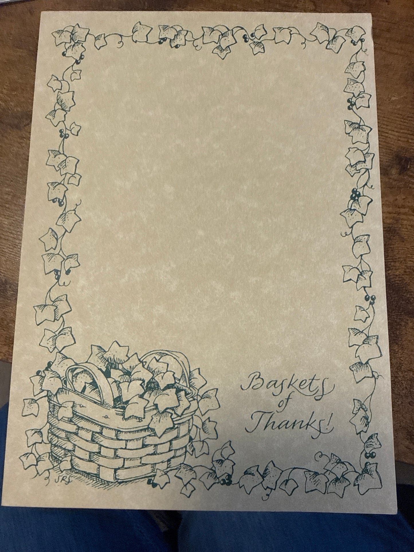 Homestead basket of thanks notepad