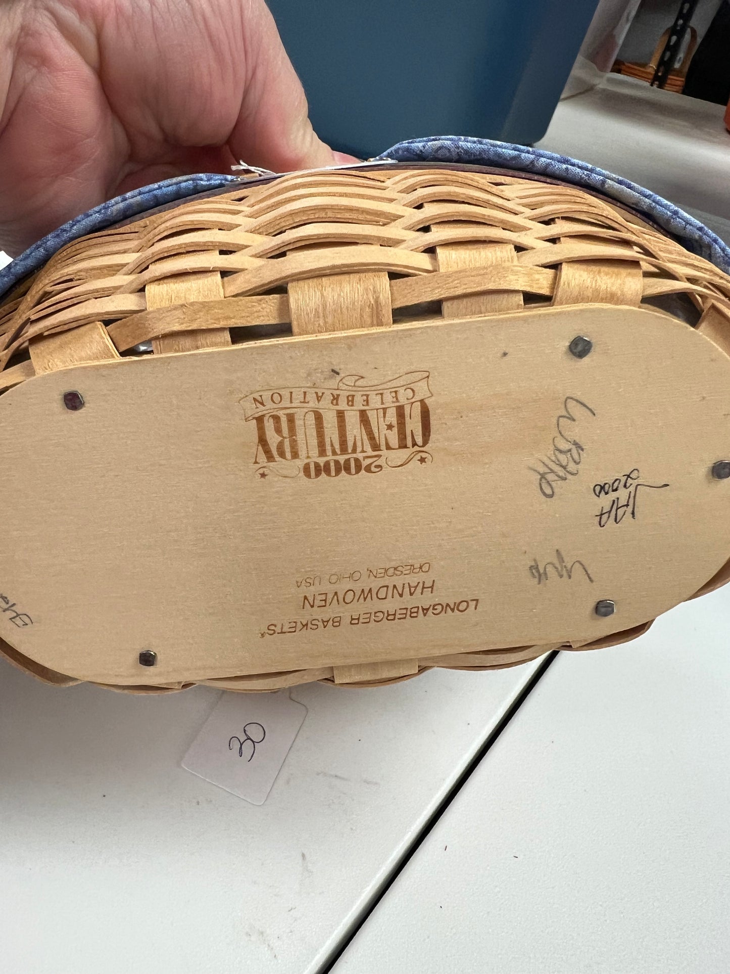 Longaberger cheers basket with lid, liner, protector & handle tie