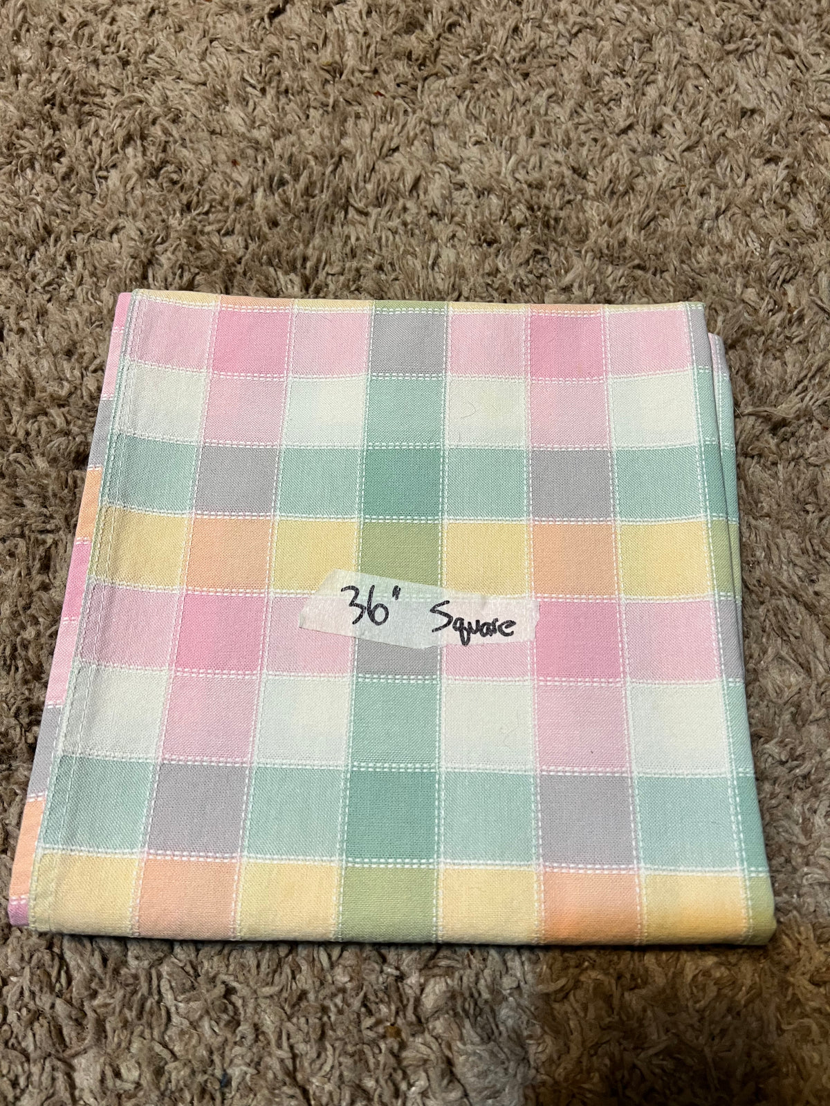 Longaberger 36” Fabric Square in Pastel Plaid