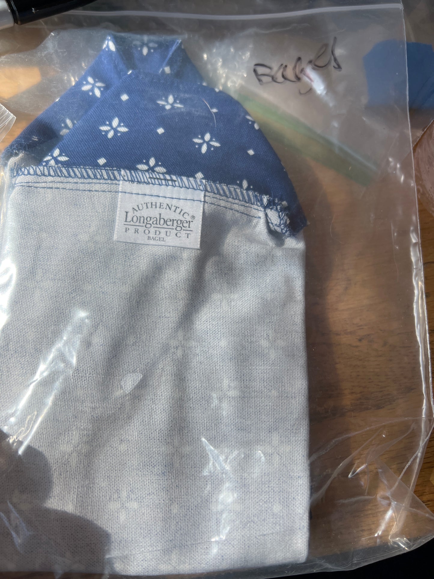 Longaberger bagel liner in classic blue