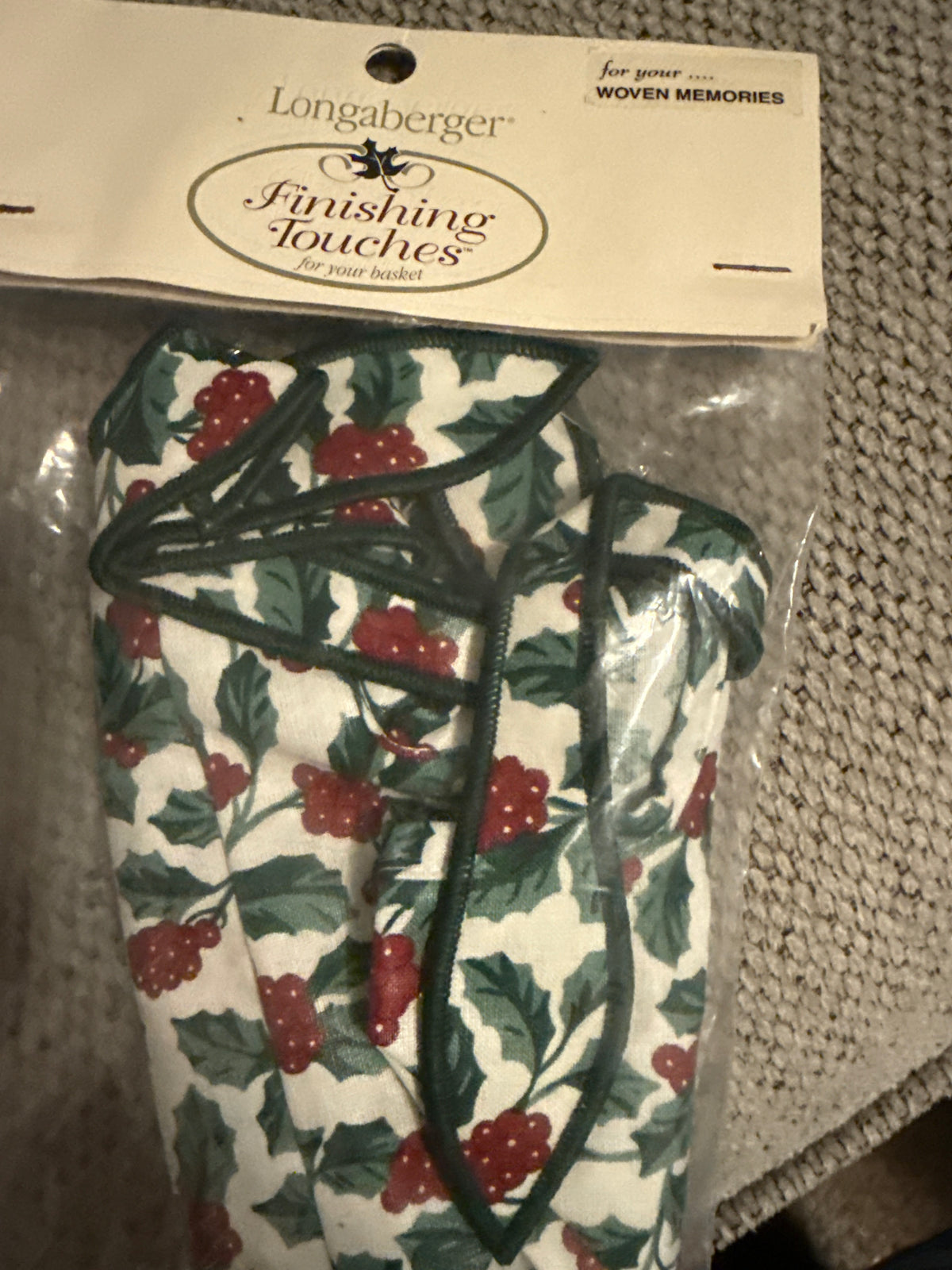 Longaberger homestead woven memories liner in traditional holly
