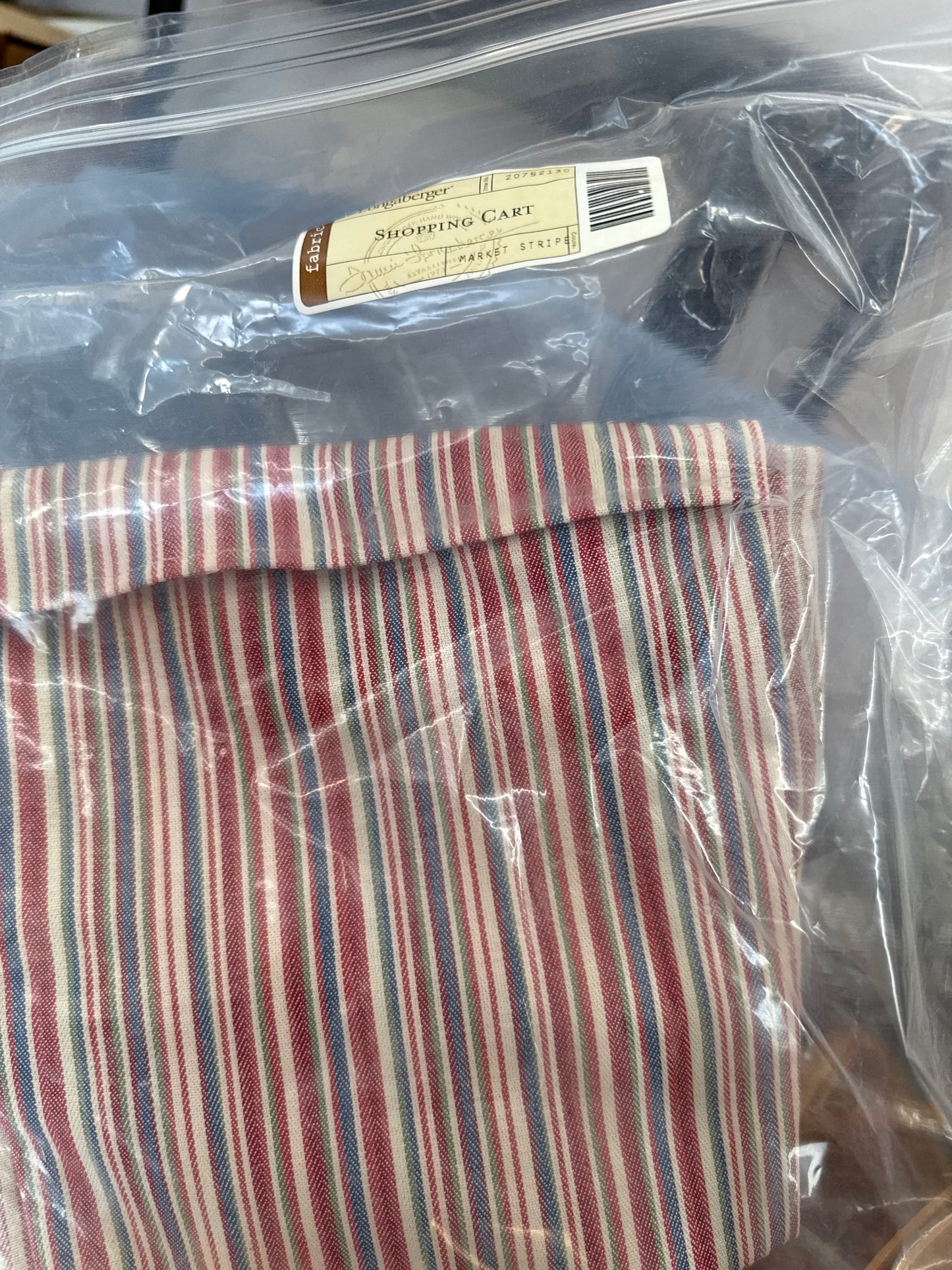 Longaberger shopping cart liner in market stripe