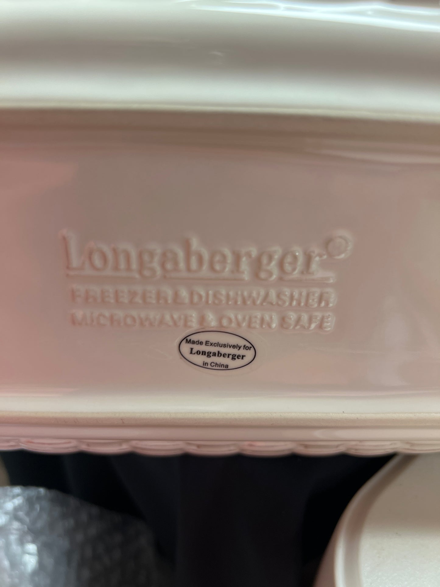 Longaberger dresden dish in ivory cream