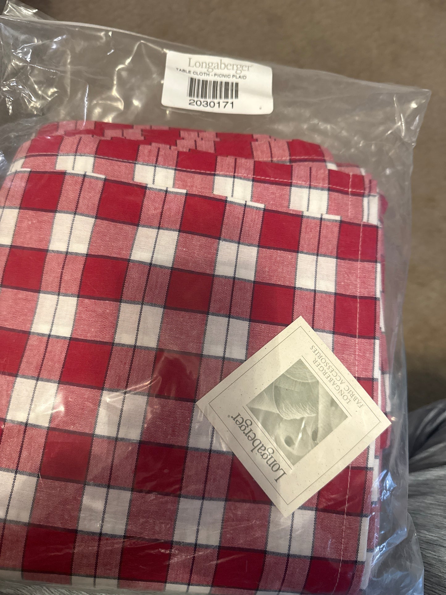 Longaberger table cloth picnic plaid
