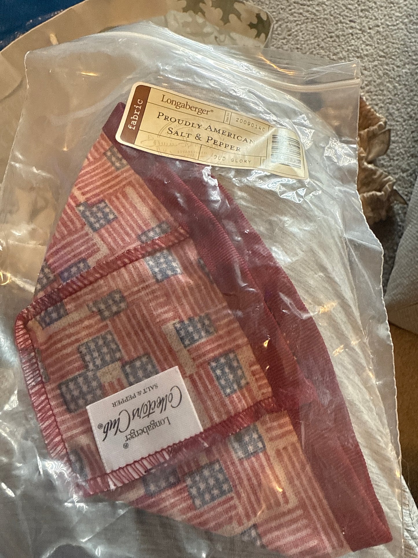 Longaberger proudly American salt and pepper liner in old glory