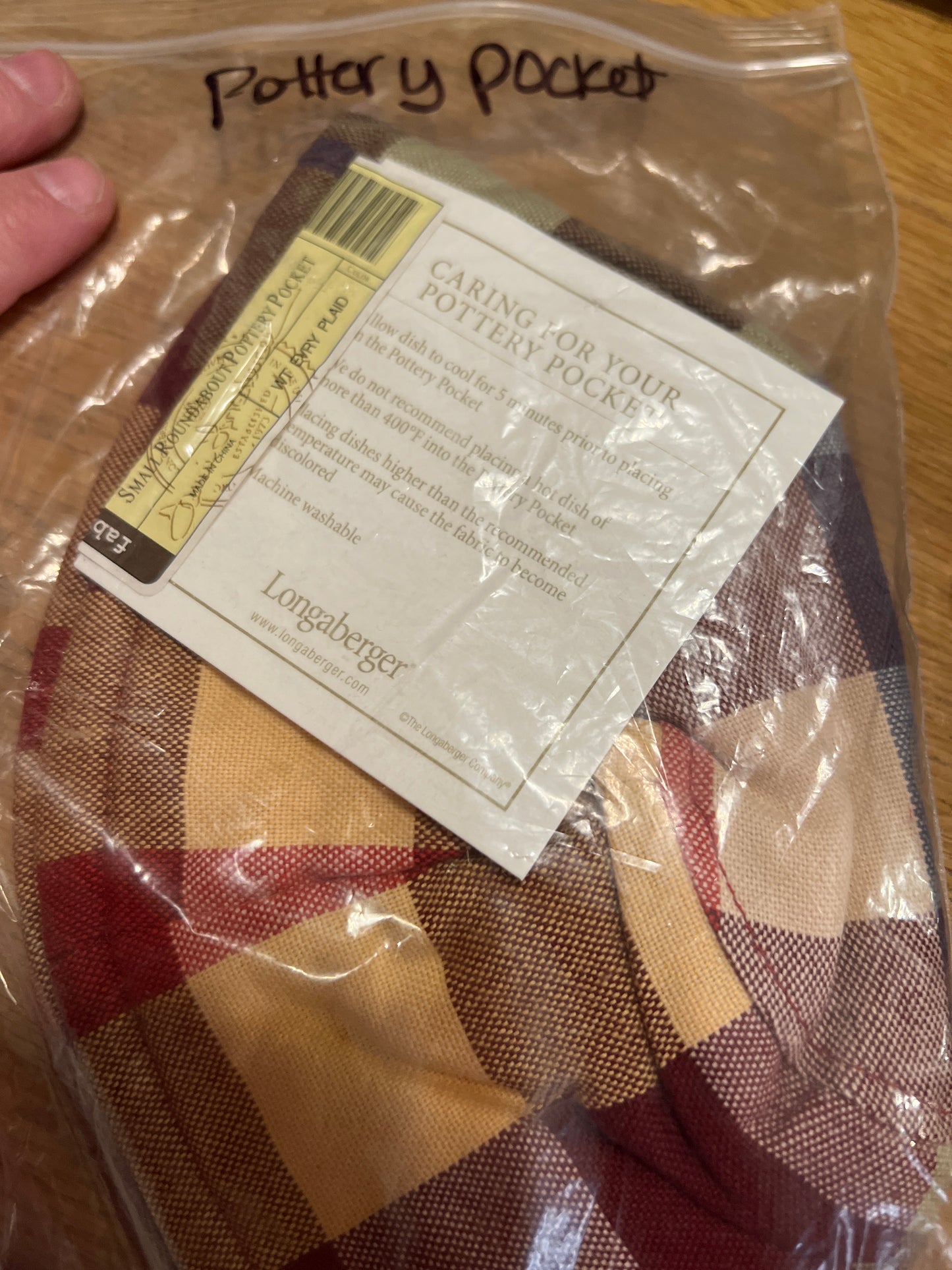 Longaberger Small round about pottery pocket