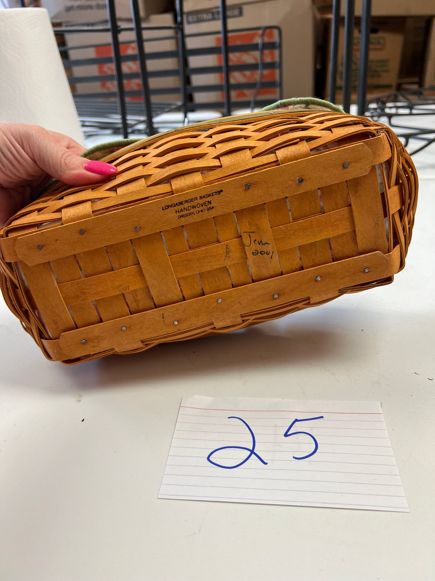 Longaberger peony basket with liner & protector