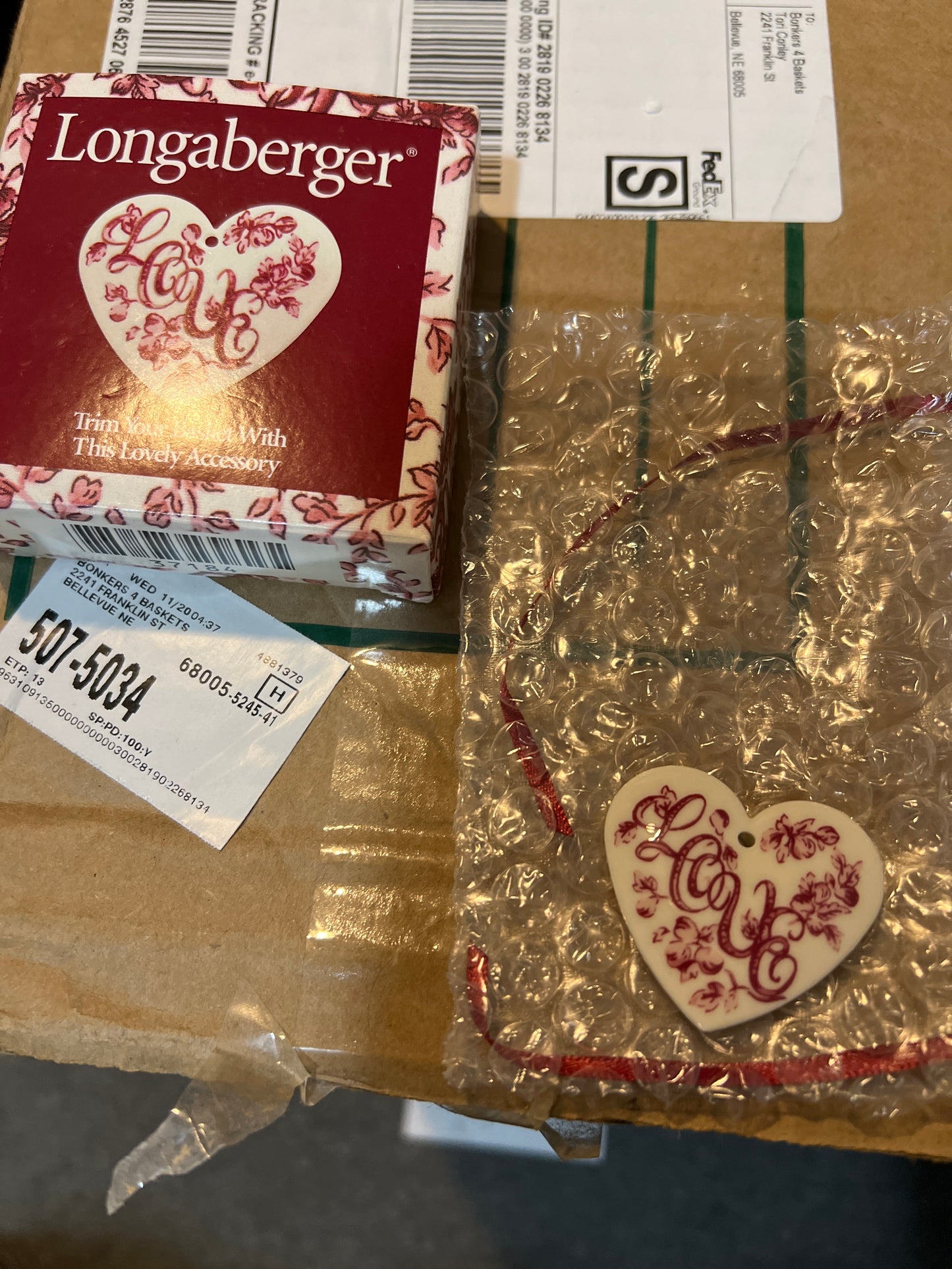 Longaberger love tie on