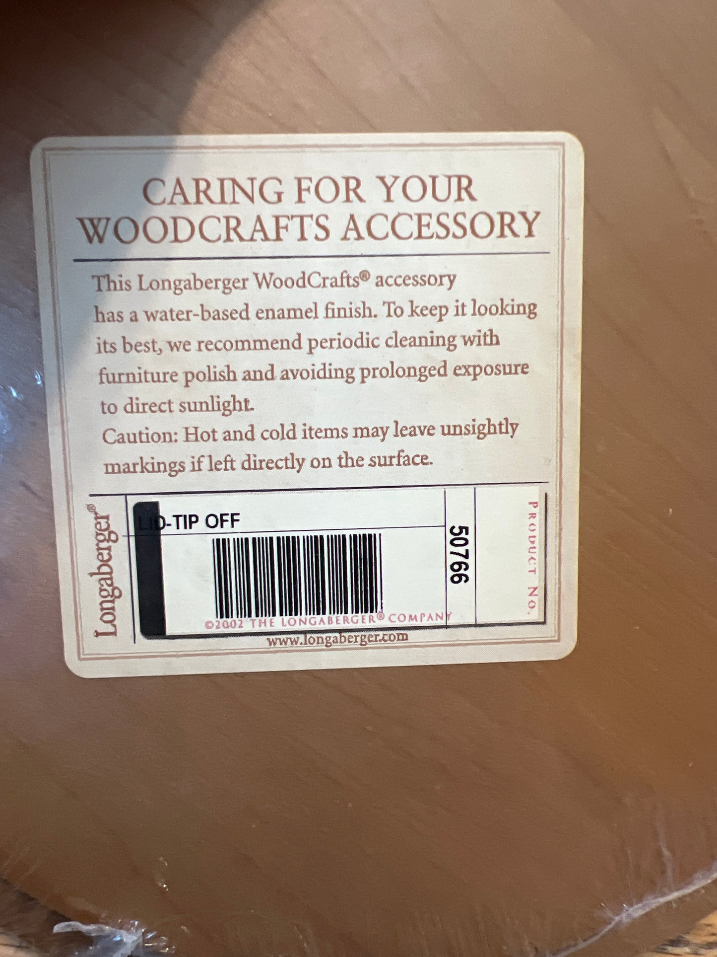 Longaberger tip off lid