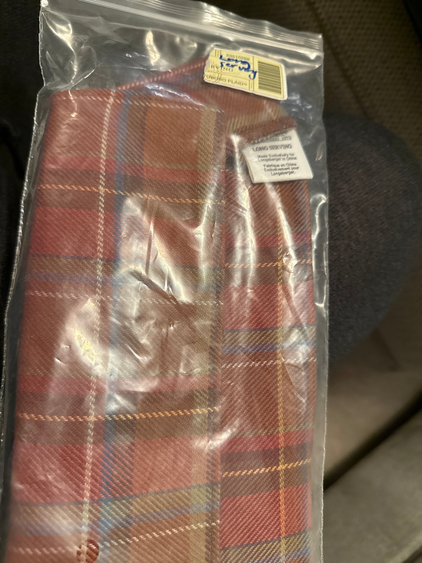 Longaberger long serving liner in toboso plaid
