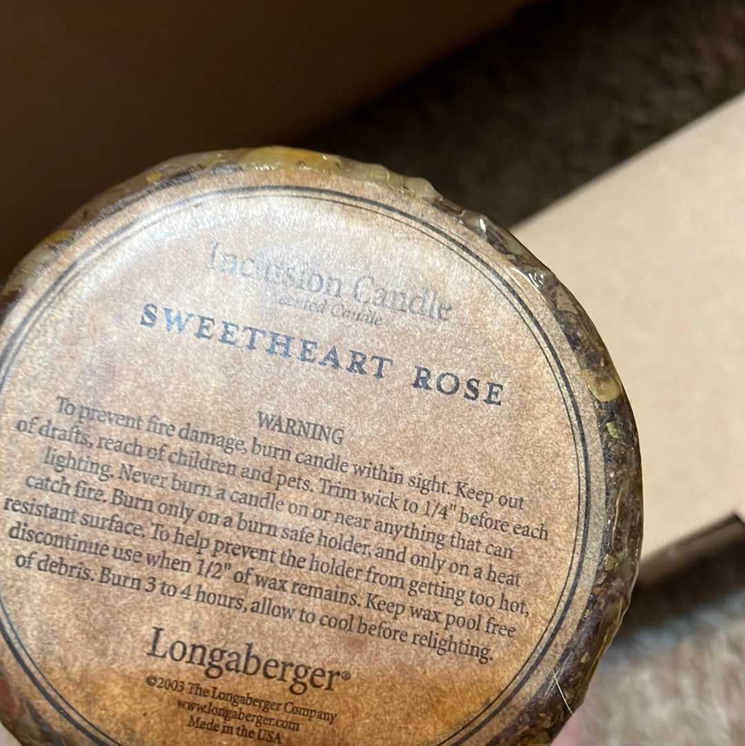 Longaberger inclusion candle In sweetheart rose