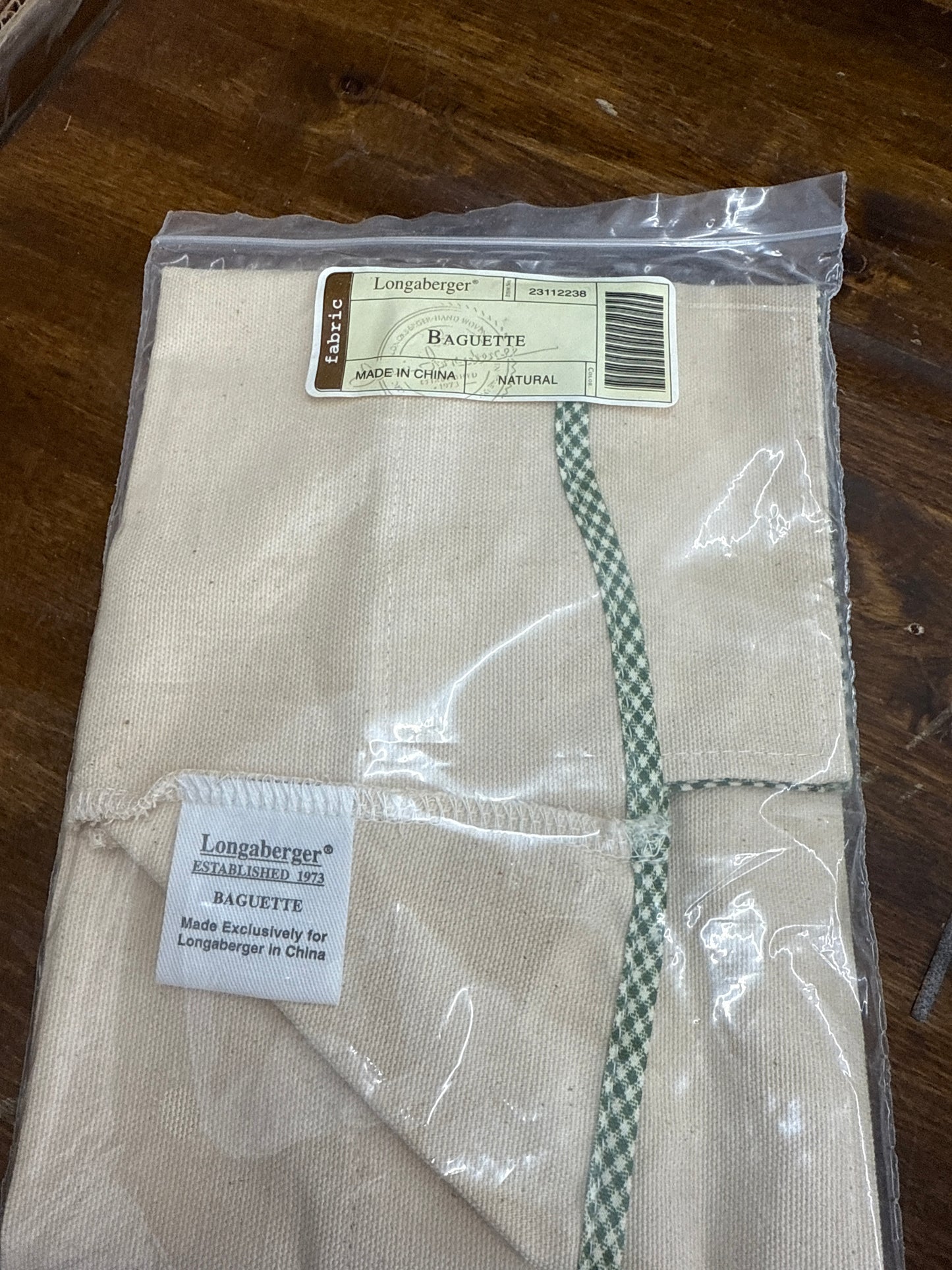 Longaberger baguette liner in natural