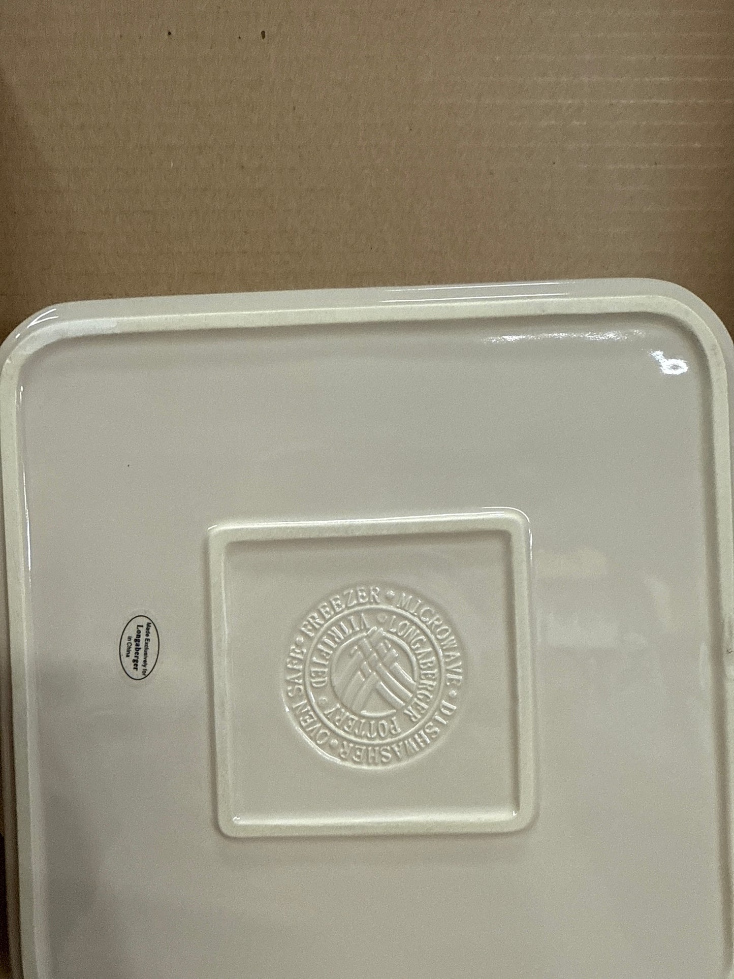 Longaberger 8x8 divided dish in ivory